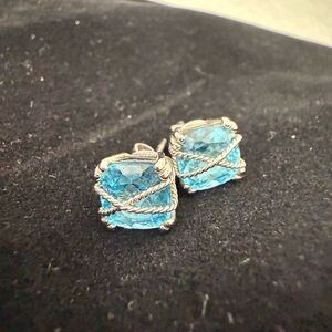 Elegant Blue Silver Stud Earrings